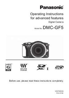 Panasonic Lumix GF5 manual. Camera Instructions.